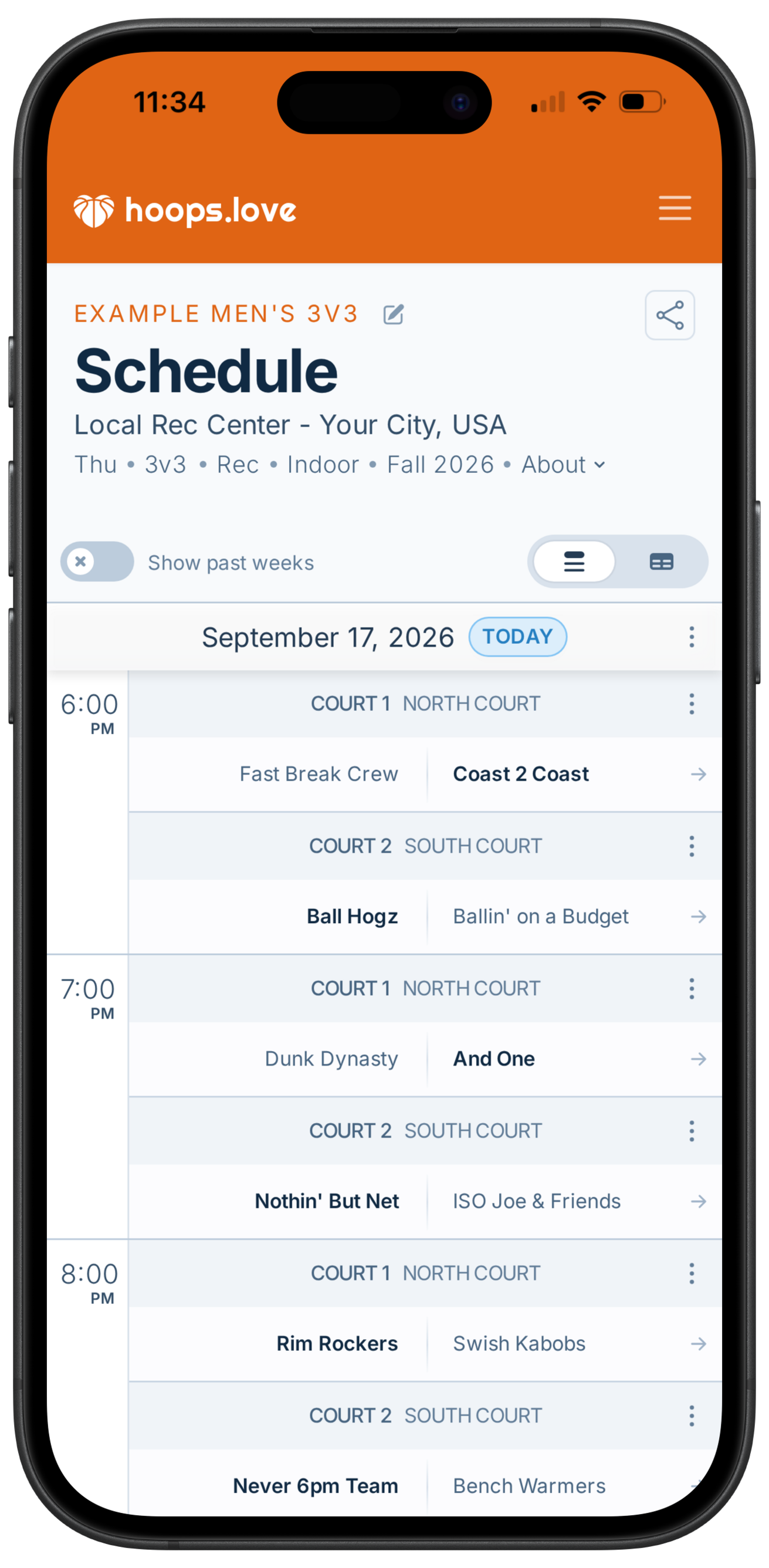 Scheduling form screenshot on a mobile device