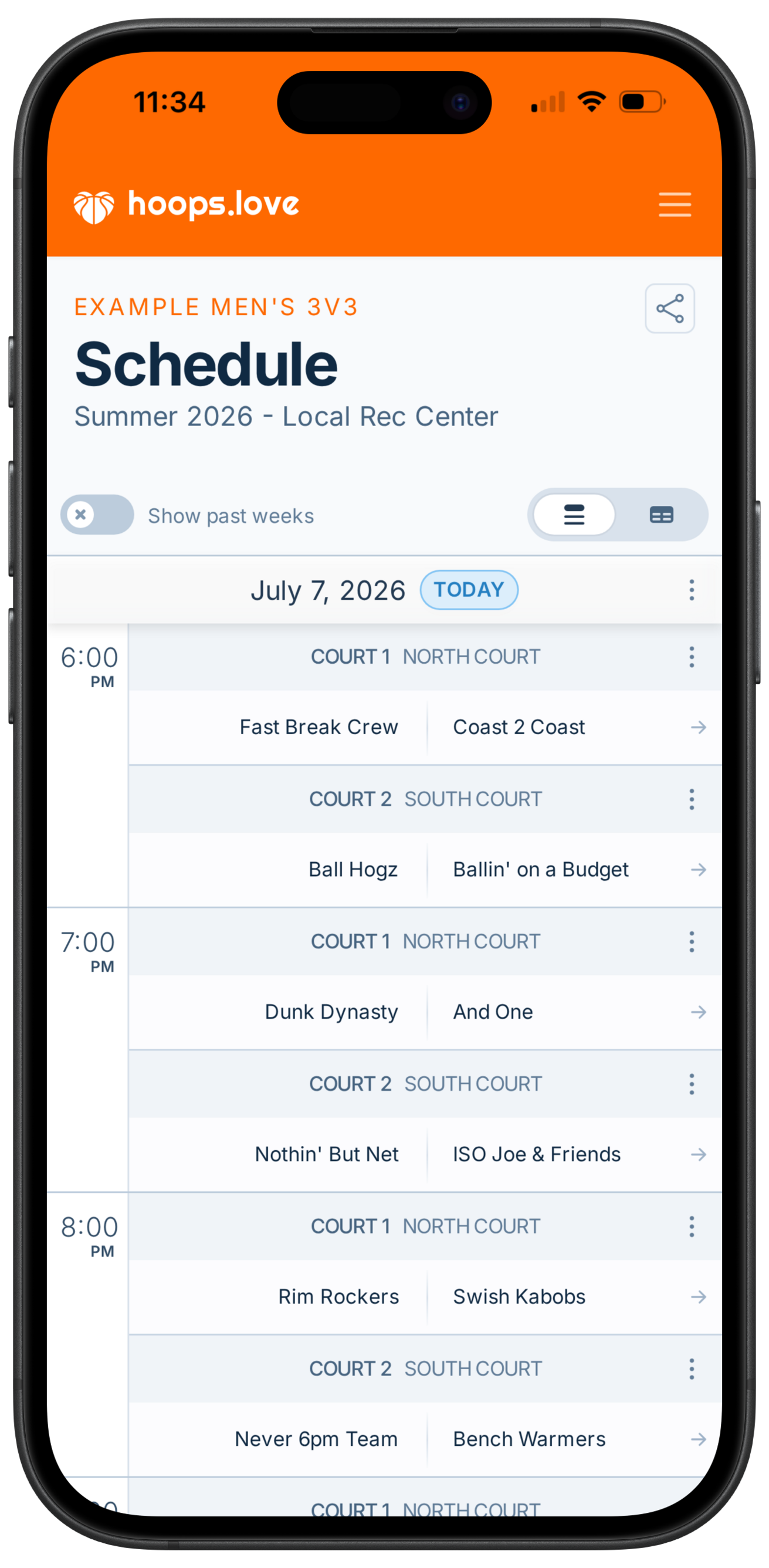 Scheduling form screenshot on a mobile device