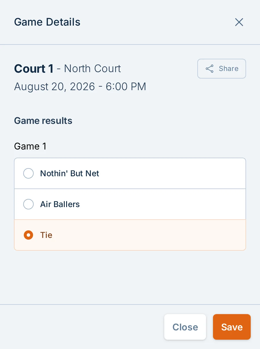 Result entry without numeric scores