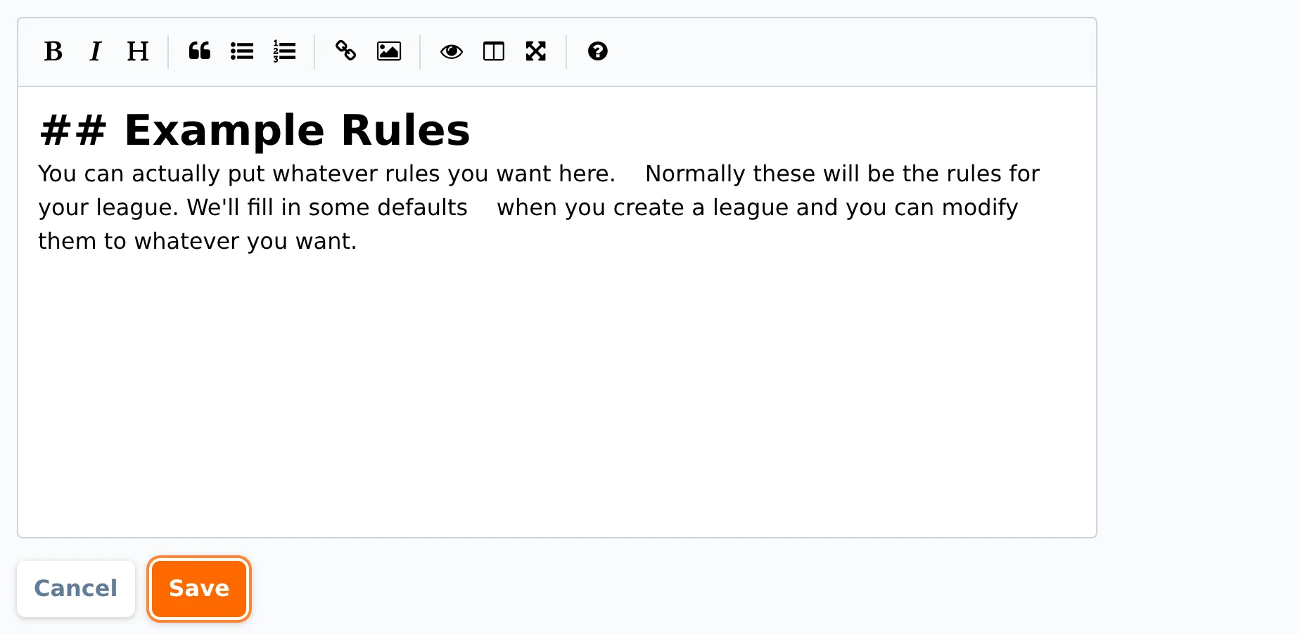 Rules editor in hoops.love, a basketball league management app